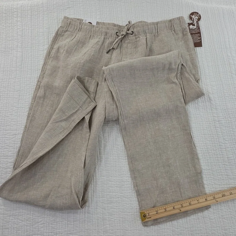 Panama Jack 100% Linen Pants Men's XL (36x30) Natural Taupe Elastic Waist NEW